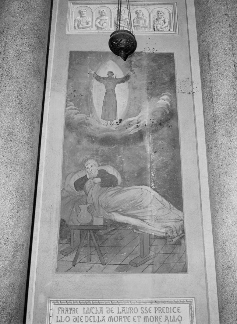 frate Luca di Lauro predice la sua morte (dipinto, elemento d'insieme) - ambito campano (sec. XX)