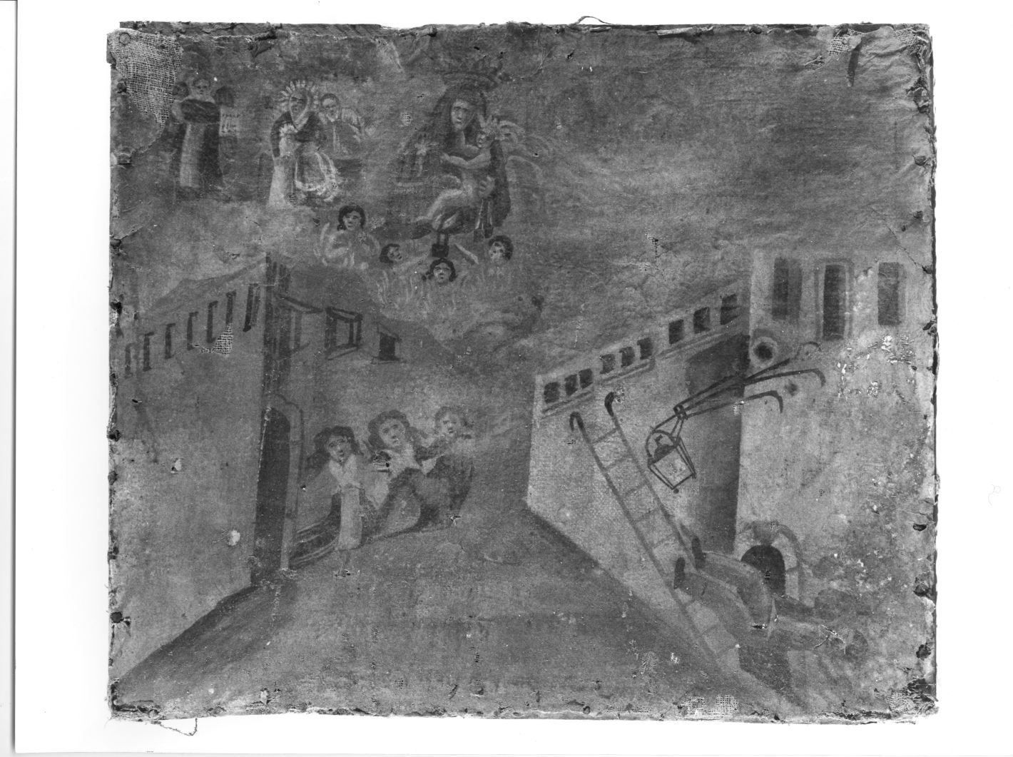 finte architetture con paesaggio (dipinto) - ambito campano (sec. XIX)