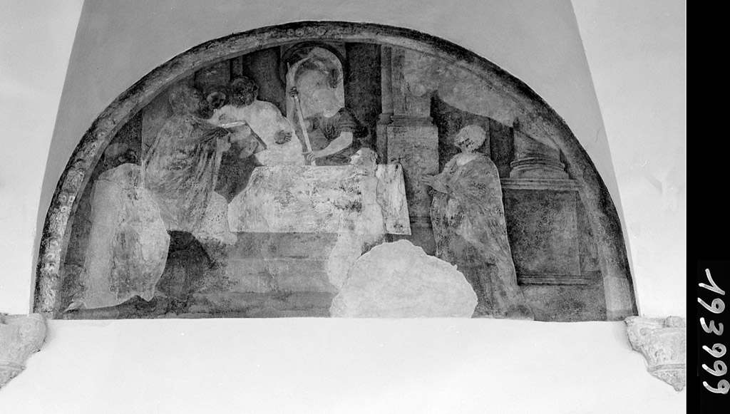 adorazione di Gesù Bambino (dipinto, elemento d'insieme) di Lippi Giacomo detto Giacomone da Budrio, Carracci Paolo (sec. XVII)