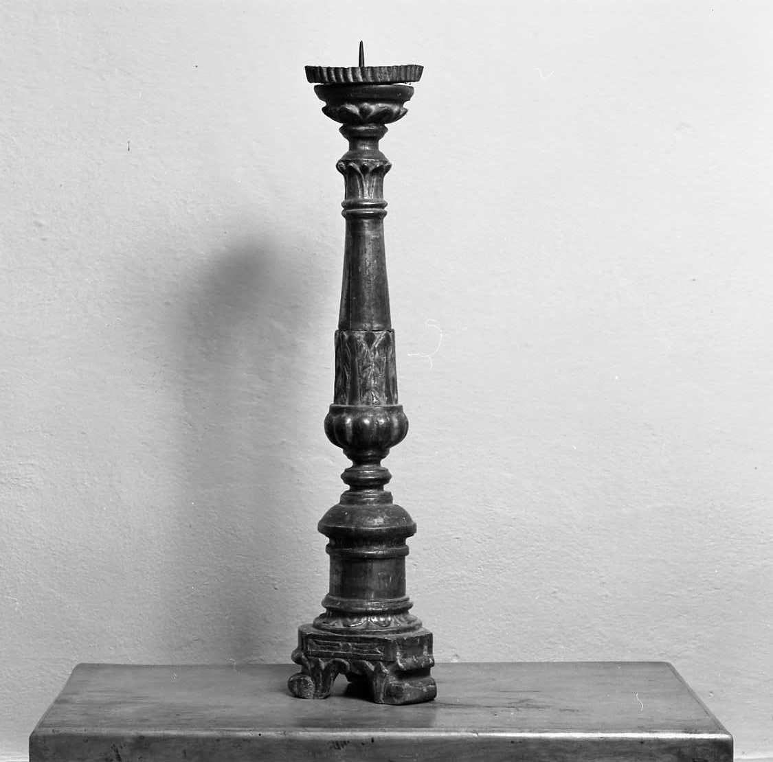 candeliere da chiesa, serie - bottega emiliana (seconda metà sec. XIX)