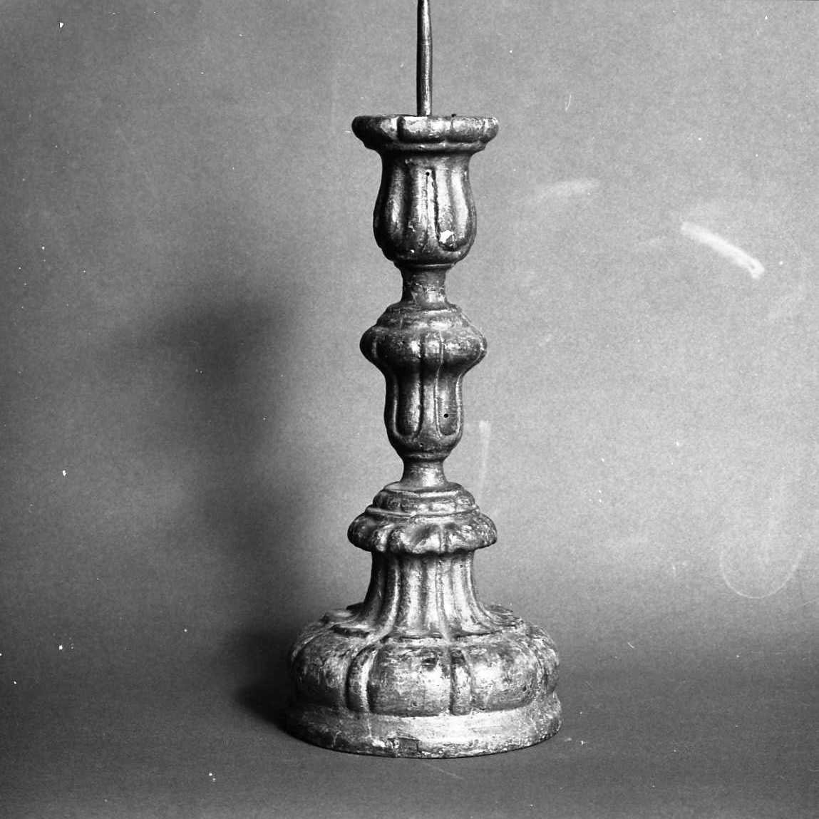 candeliere da chiesa, serie - bottega emiliano-romagnola (seconda metà sec. XIX)