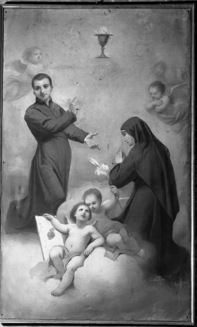 Santa Margherita Alacoque e il Beato La Colombière con i simboli di Cristo (dipinto) di Guardassoni Alessandro (sec. XIX)