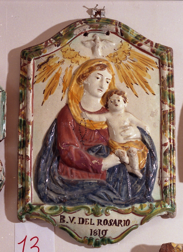 Madonna con Bambino (targa devozionale) - manifattura imolese (sec. XIX)