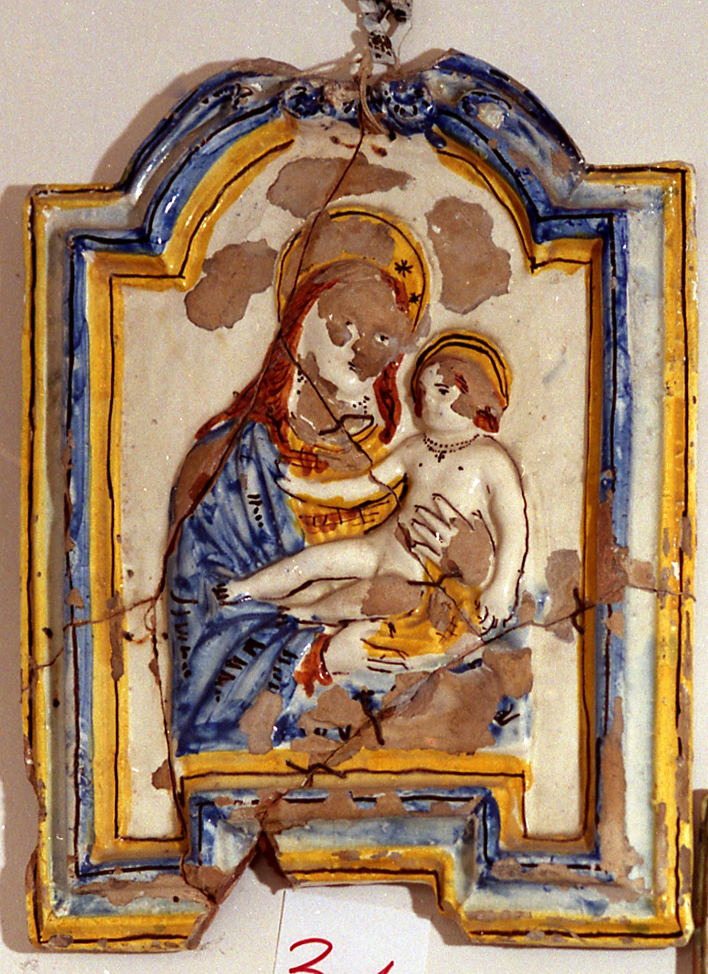 Madonna con Bambino (targa devozionale) - manifattura imolese (?) (prima metà sec. XVIII)