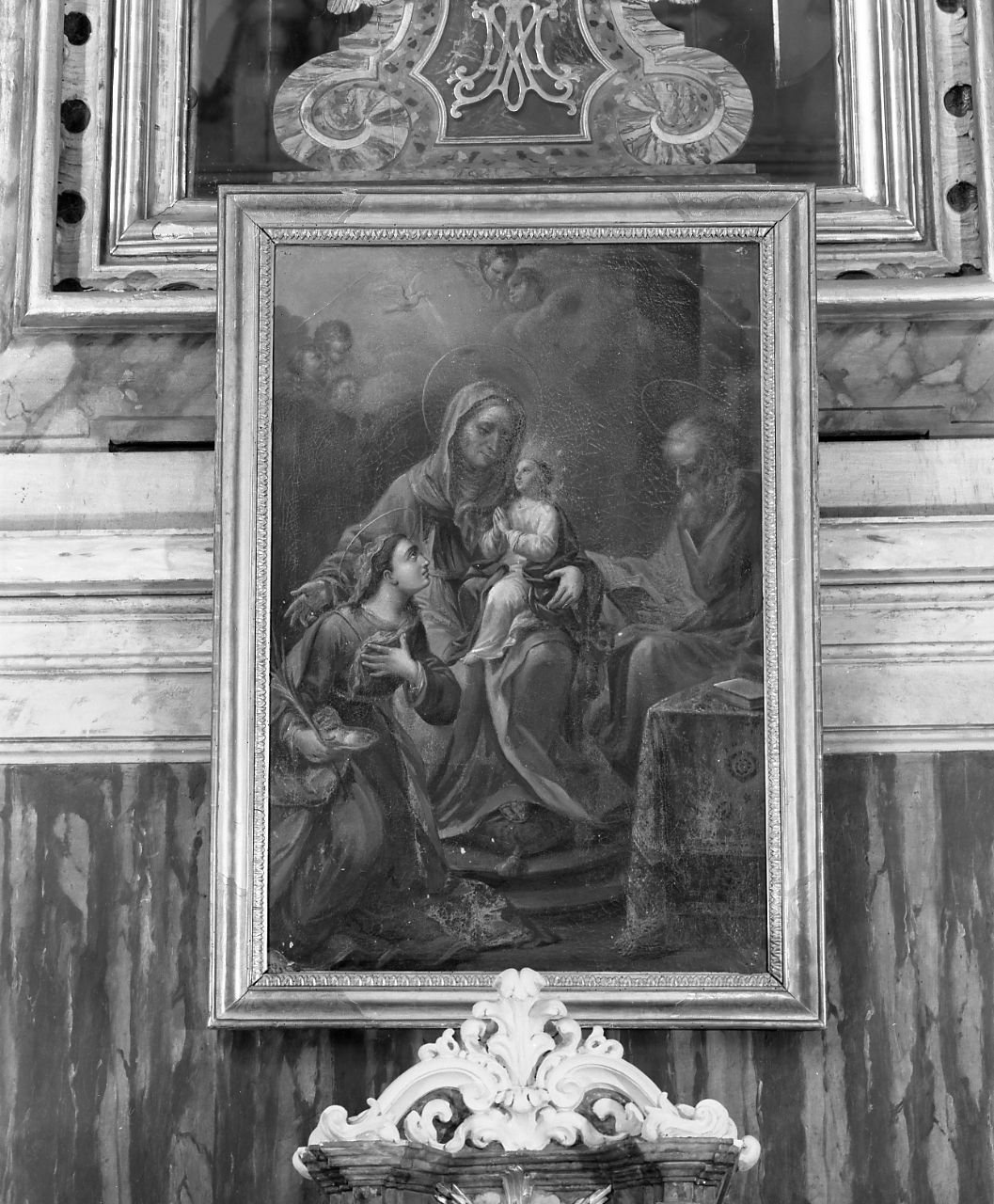 Maria Vergine bambina con Sant'Anna, San Gioacchino e Sant'Agata (dipinto) di Marchetti Giuseppe (attribuito) (sec. XVIII)