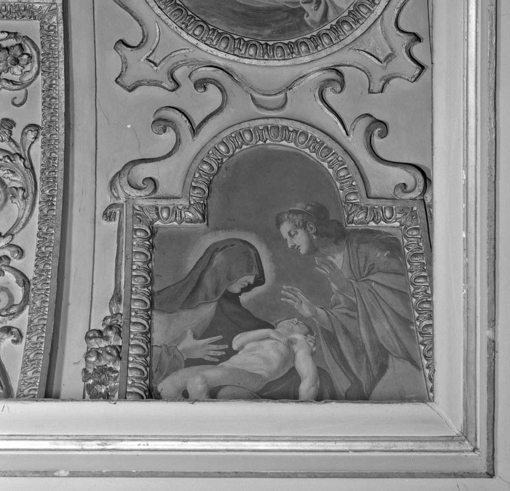 Santa Teresa d'Avila con in braccio un bambino moribondo e figura maschile (dipinto) di Spisanelli Vincenzo (attribuito) (sec. XVII)