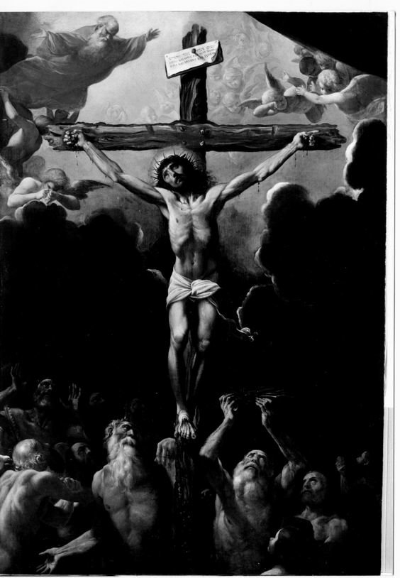 Cristo crocifisso e anime del purgatorio (dipinto) di Carracci Ludovico (sec. XVII)