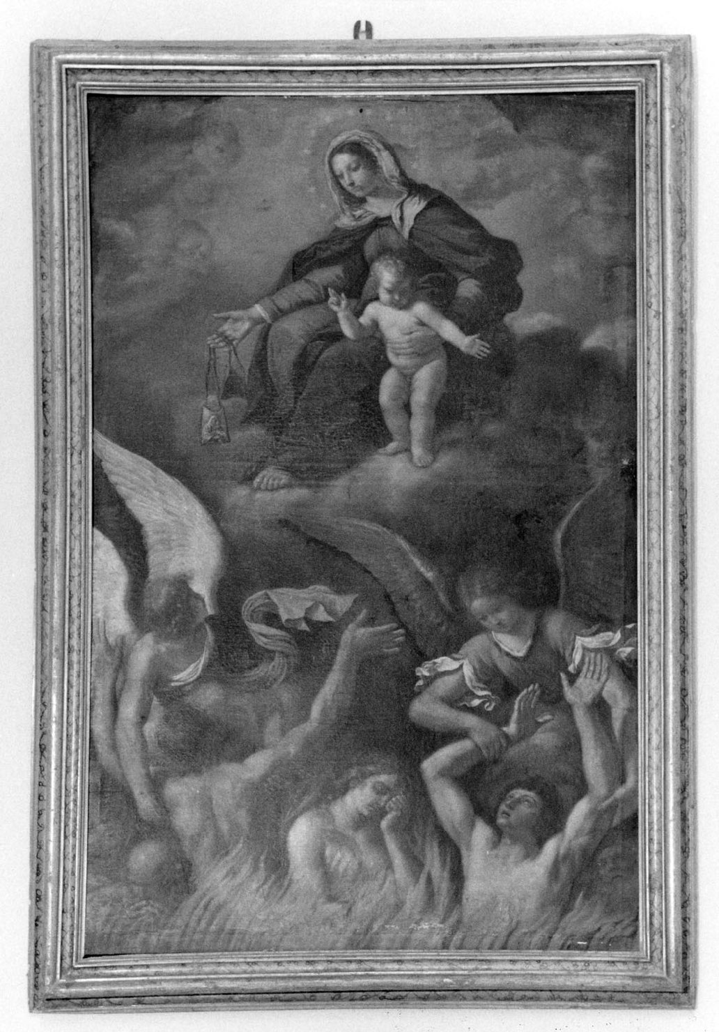 Madonna del Carmelo intercede per le anime del purgatorio (dipinto) di Gennari Bartolomeo (sec. XVII)