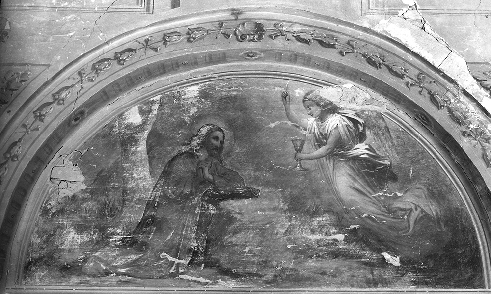Orazione di Cristo nell'orto di Getsemani; vaso con fiori; San Pietro e angeli; incoronazione di spine; Quattro virtù cardinali; angioletti (dipinto, complesso decorativo) - ambito emiliano (metà sec. XVII)