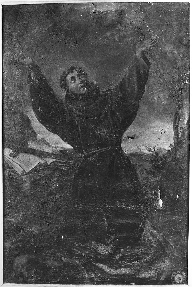 San Francesco d'Assisi riceve le stimmate (dipinto) - ambito bolognese (metà sec. XVII)