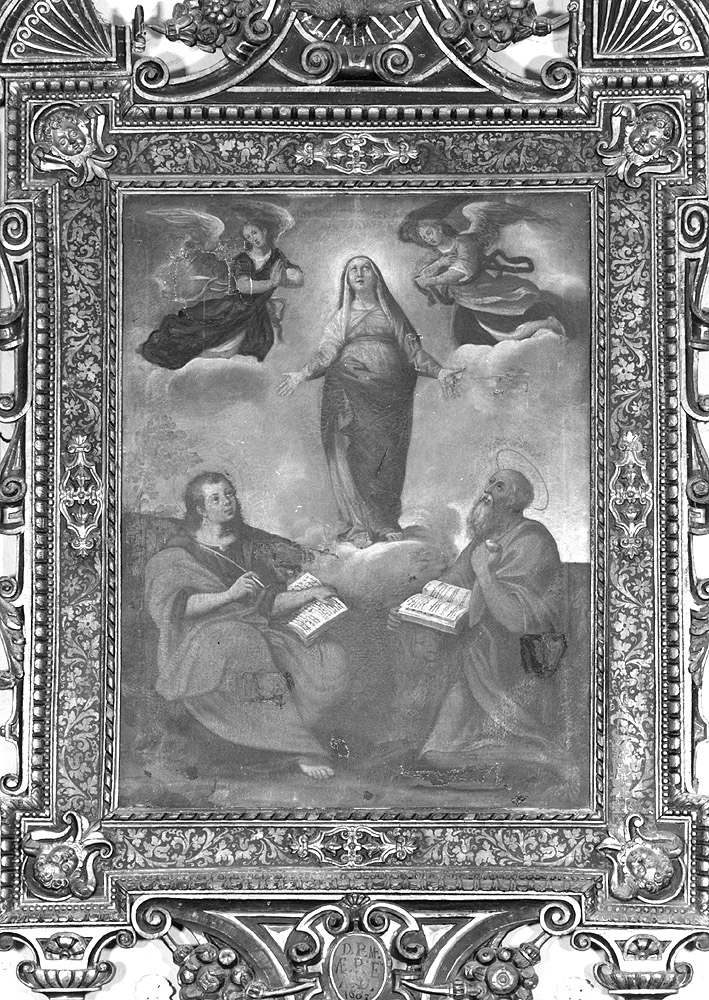 Madonna assunta tra Angeli con San Giovanni Evangelista e San Girolamo (dipinto) - ambito emiliano (sec. XVII)