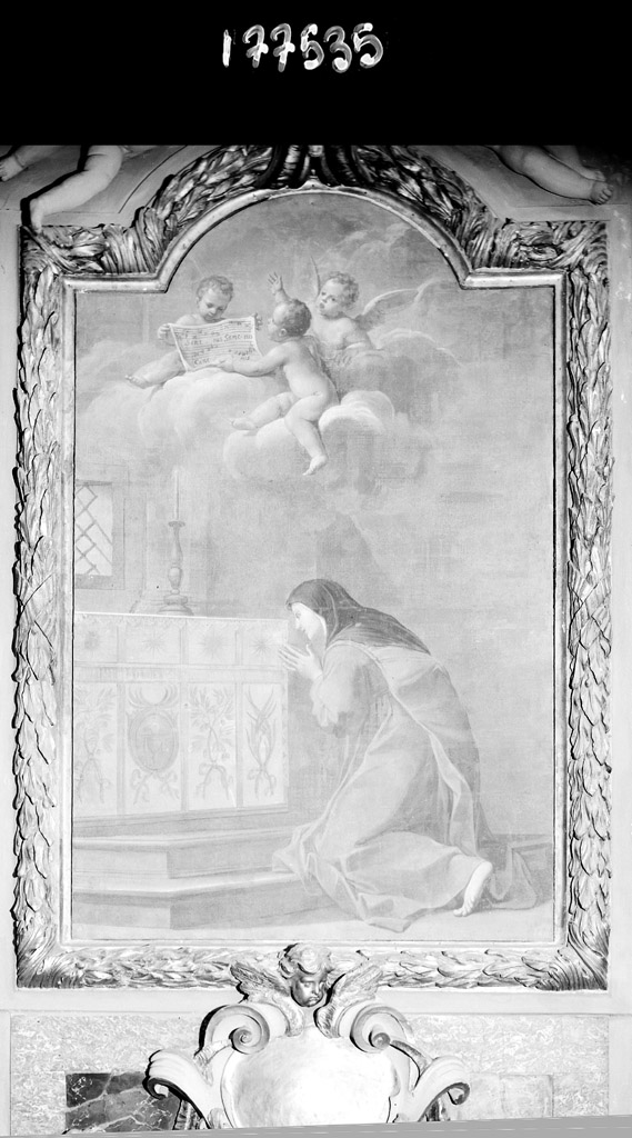 Santa Caterina de' Vigri in preghiera (dipinto) di Franceschini Marcantonio (sec. XVII)