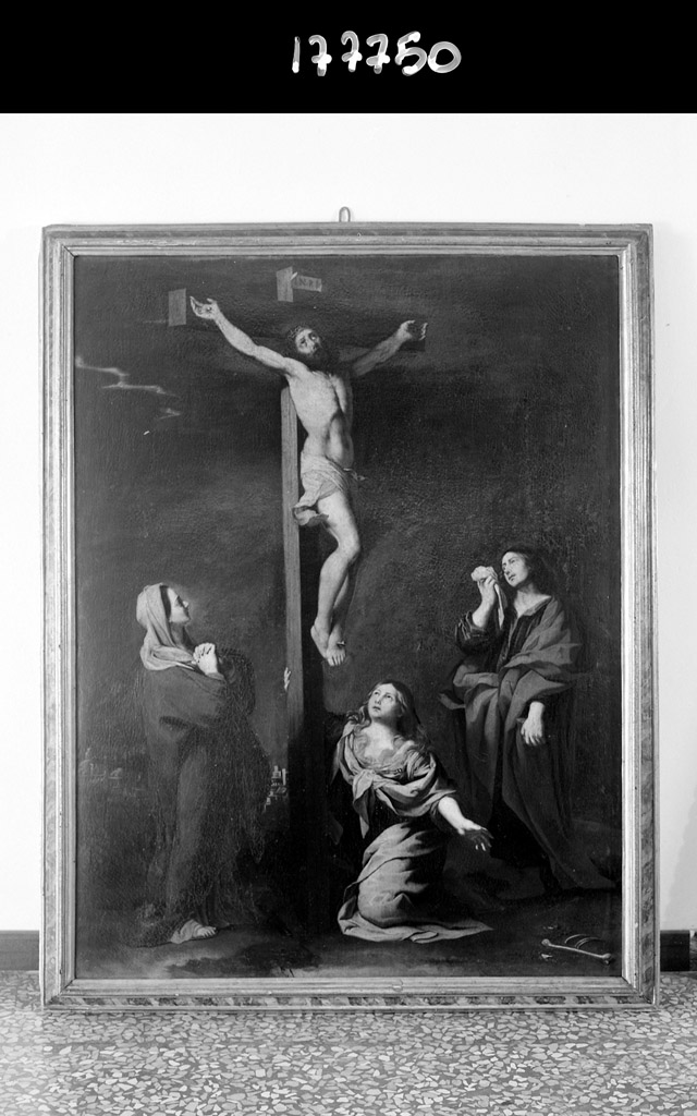 Crocifissione di Cristo con la Madonna, Santa Maria Maddalena e San Giovanni evangelista (dipinto) - ambito bolognese (seconda metà sec. XVII)