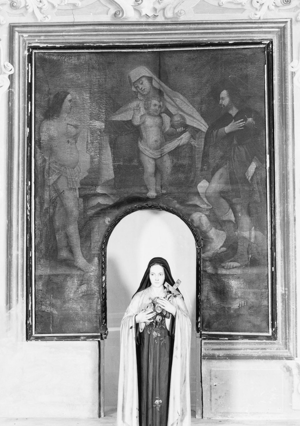 Madonna con Bambino, San Sebastiano e San Rocco (dipinto) - ambito emiliano (seconda metà sec. XVI)