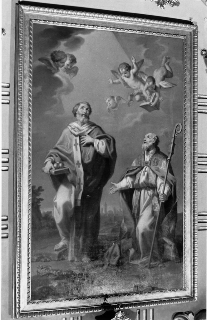 San Nicola di Bari e San Petronio (dipinto) di Calvi Jacopo Alessandro detto Sordino (seconda metà sec. XVIII)