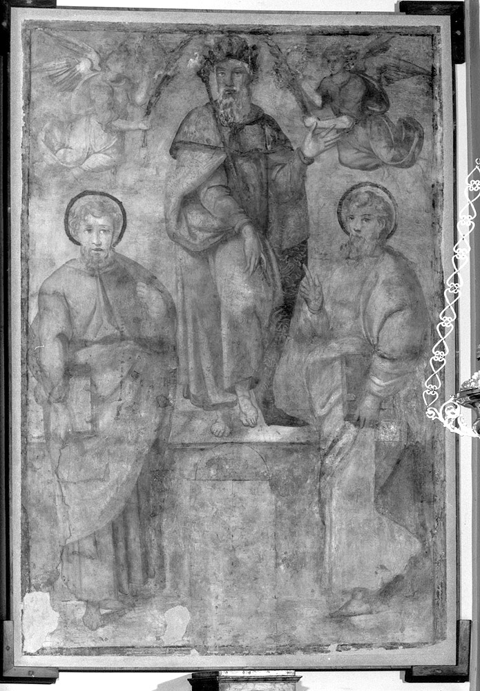 San Sigismondo, San Pietro e San Paolo (dipinto) di Ramenghi Bartolomeo detto Bagnacavallo (attribuito) (sec. XVI)