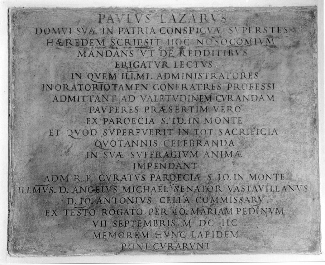 lapide commemorativa - ambito bolognese (sec. XVII)