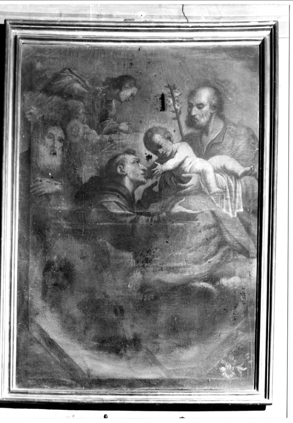 San Giuseppe con Gesù Bambino, Sant'Antonio da Padova e San Francesco da Paola (dipinto) - ambito ferrarese (prima metà sec. XVIII)