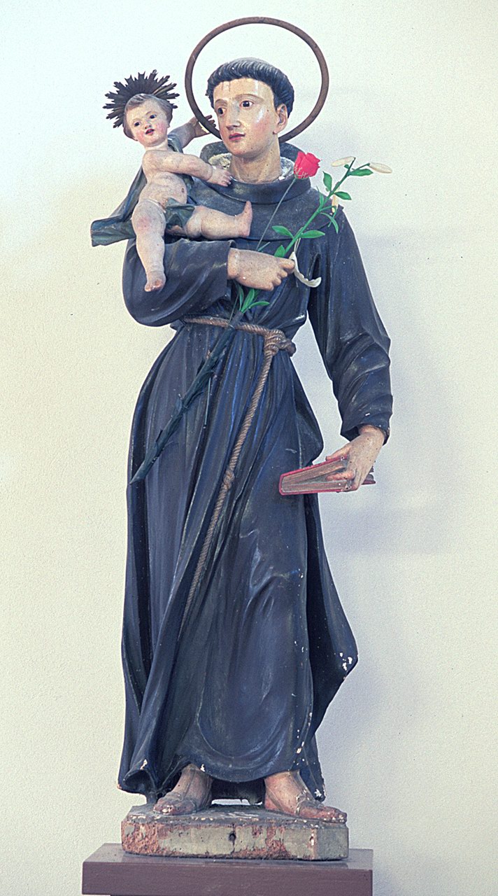 Sant'Antonio da Padova con il bambino (statua) - manifattura ferrarese (secc. XVIII/ XIX)