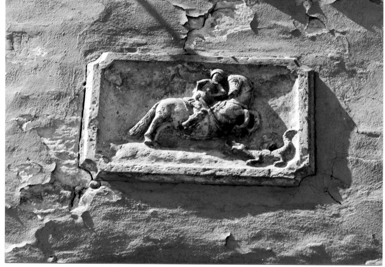 San Giorgio uccide il drago (rilievo) - ambito ferrarese (seconda metà sec. XIV)