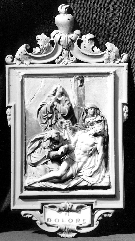 Cristo deposto con la Madonna, Santa Maria Maddalena e San Giovanni (rilievo, elemento d'insieme) di Leonardi Giuseppe (prima metà sec. XIX)