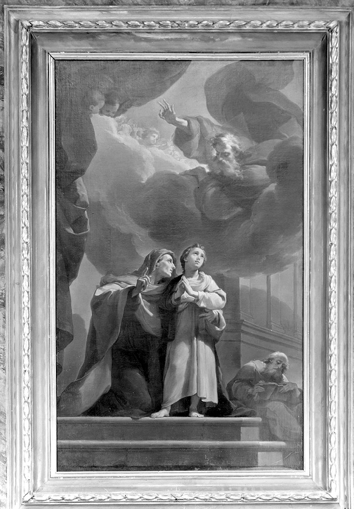 Sant'Anna con Maria Vergine Bambina e San Gioacchino (dipinto) di Gandolfi Ubaldo (sec. XVIII)