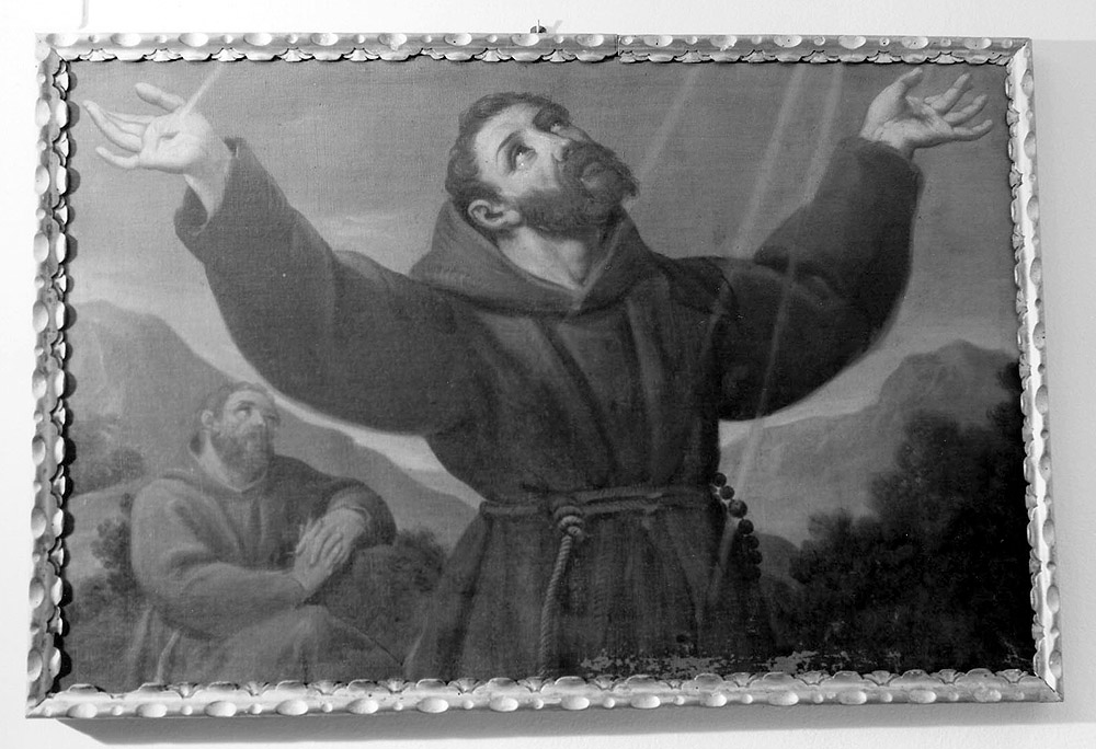 San Francesco d'Assisi riceve le stimmate (dipinto, frammento) - ambito emiliano (sec. XIX)