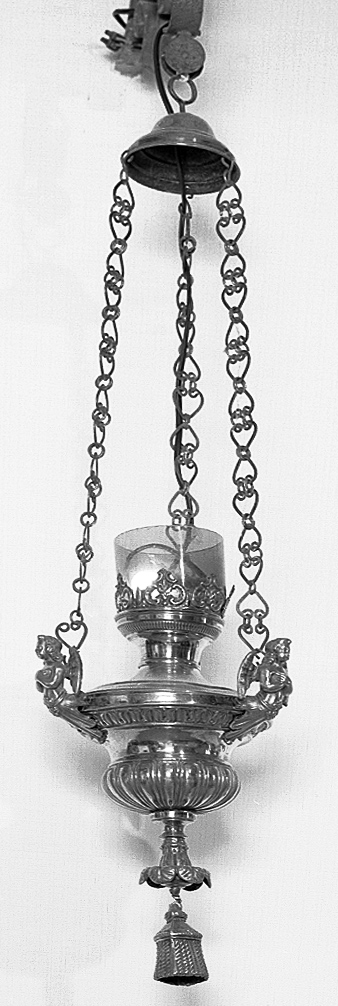 lampada pensile, serie - bottega emiliana (seconda metà sec. XIX)