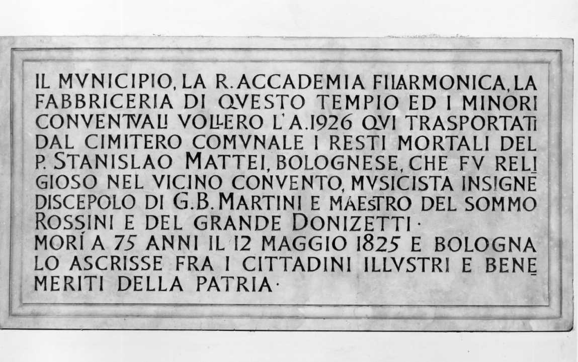 lapide commemorativa - manifattura bolognese (sec. XX)