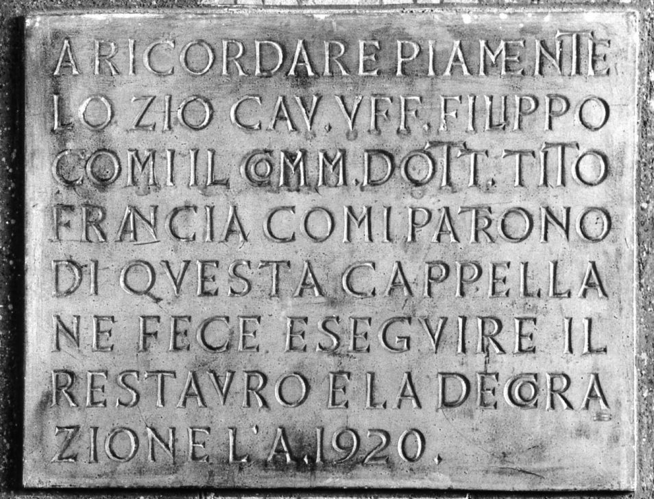 lapide commemorativa - produzione emiliana (sec. XX)