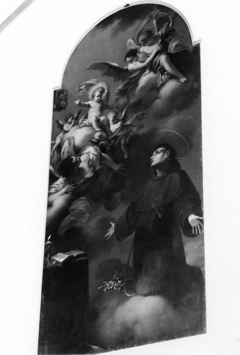 Sant'Antonio da Padova riceve la visione di Gesù bambino (dipinto) di Varotti Giuseppe (attribuito) (metà sec. XVIII)