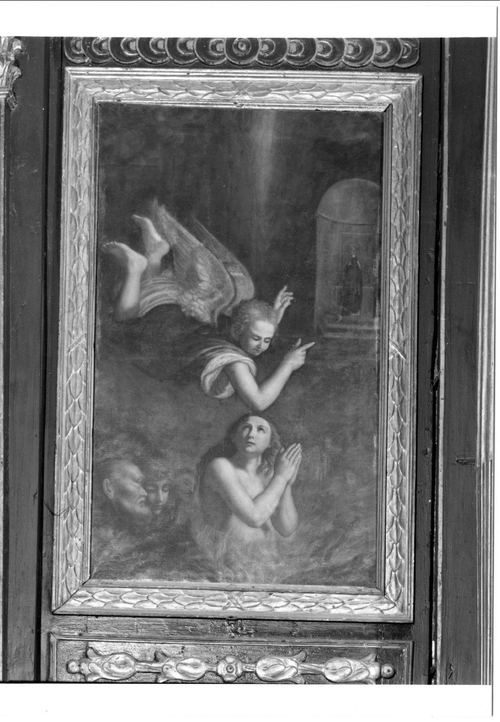 angeli che liberano le anime del purgatorio (dipinto) - ambito ferrarese (sec. XVII)