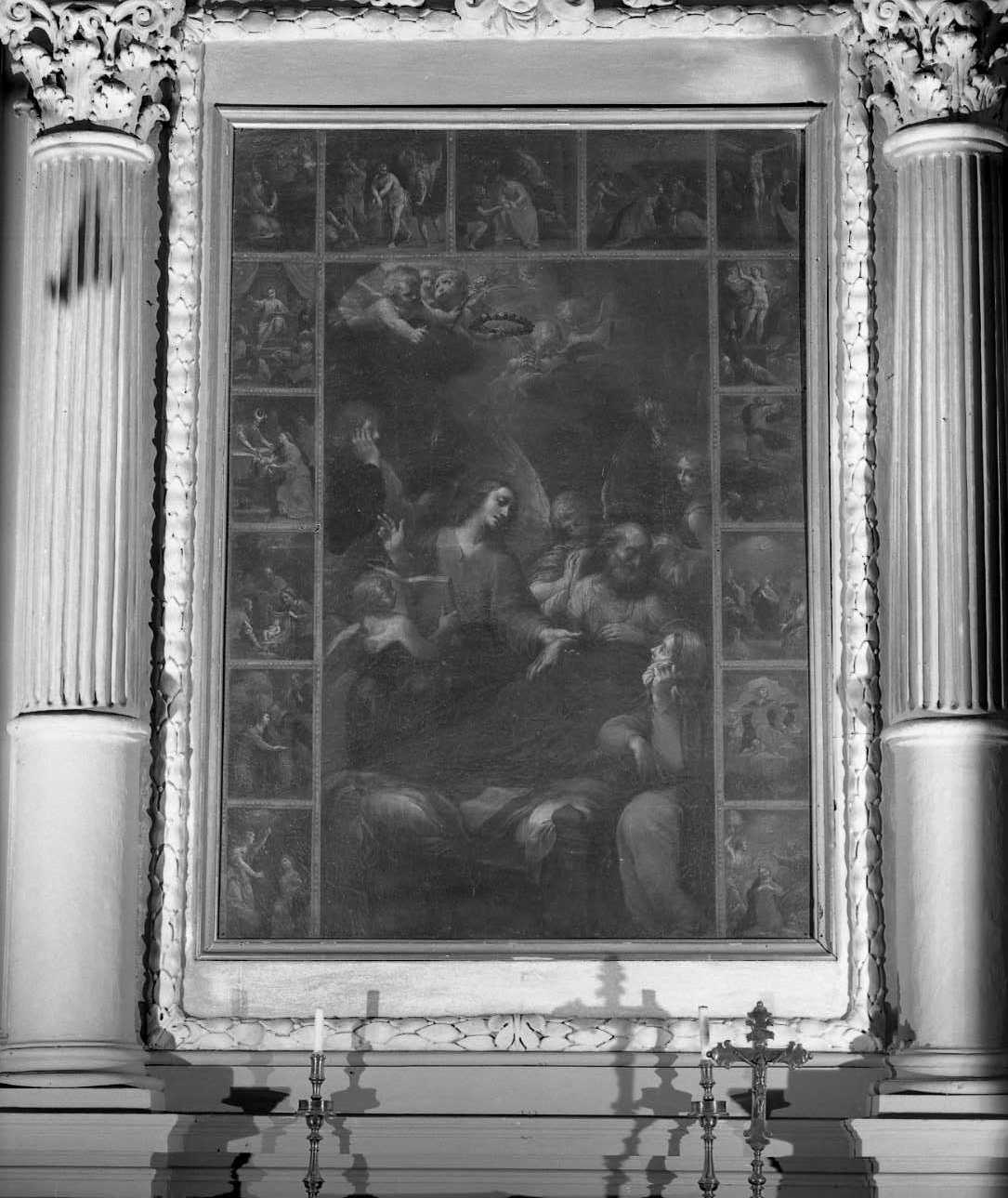 morte di San Giuseppe e misteri del rosario (dipinto) - ambito emiliano (fine sec. XVII)