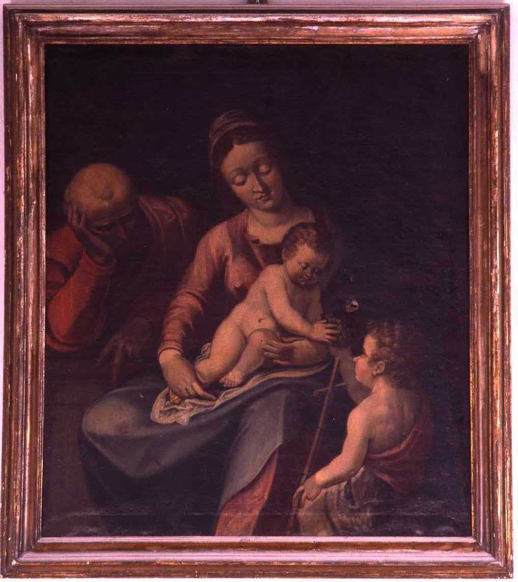 Sacra Famiglia con San Giovanni Battista bambino (dipinto) - ambito emiliano (sec. XVII)