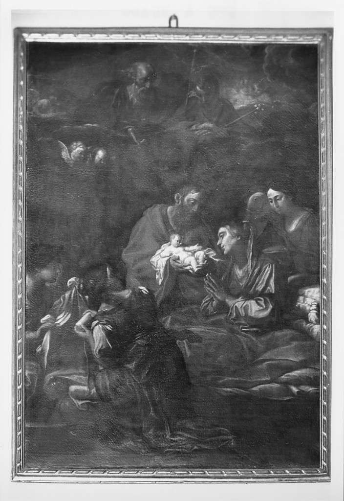 nascita di Maria Vergine con Dio Padre e San Giuseppe (dipinto) - ambito emiliano (sec. XVIII)