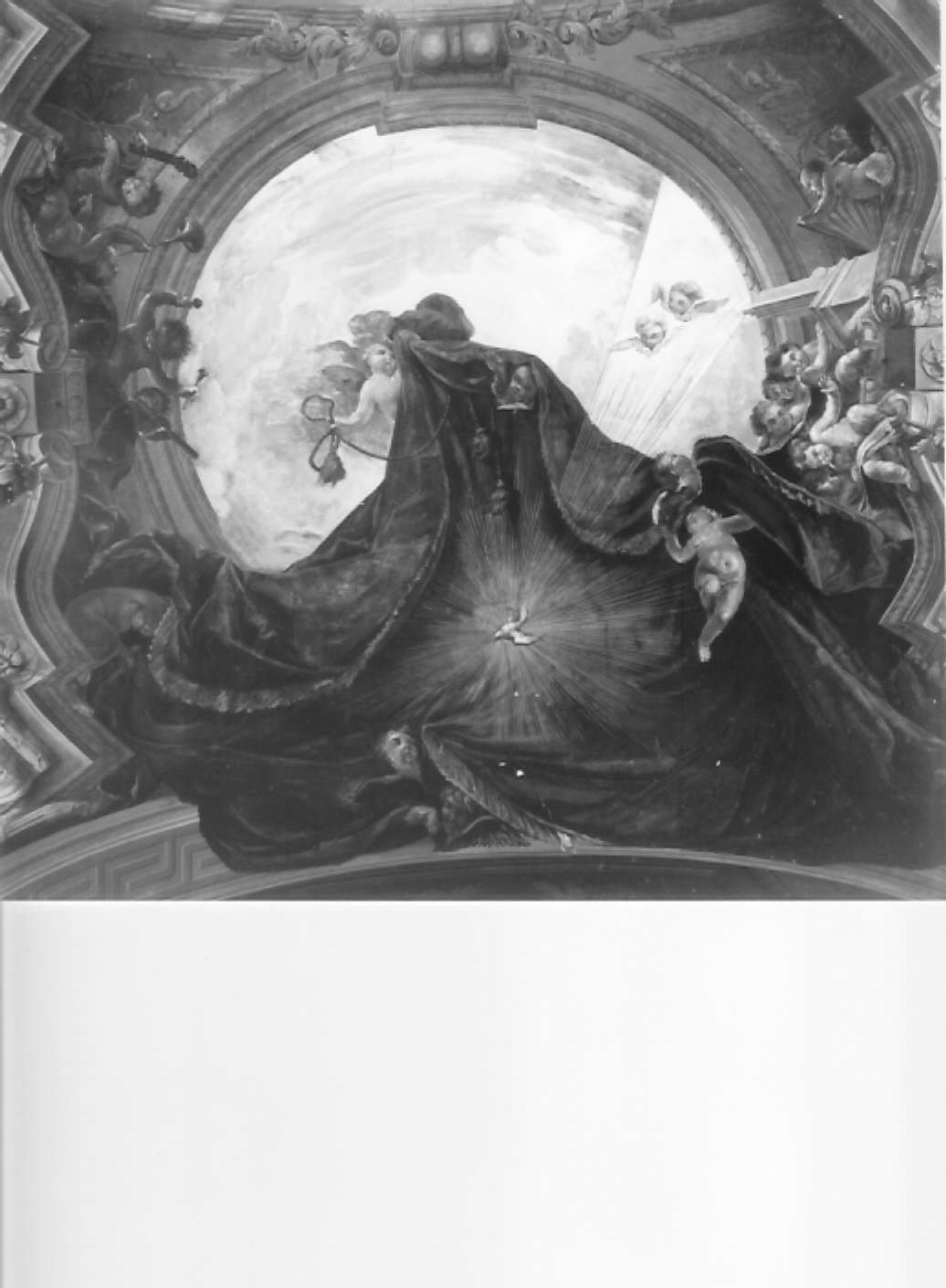 Angeli reggidrappo e Colomba dello Spirito Santo (dipinto) di Turchi Alessandro (sec. XVIII)