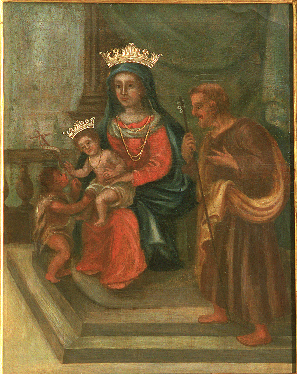 Madonna della Galvana, Sacra famiglia con San Giovannino (dipinto, elemento d'insieme) - ambito ferrarese (sec. XVII)