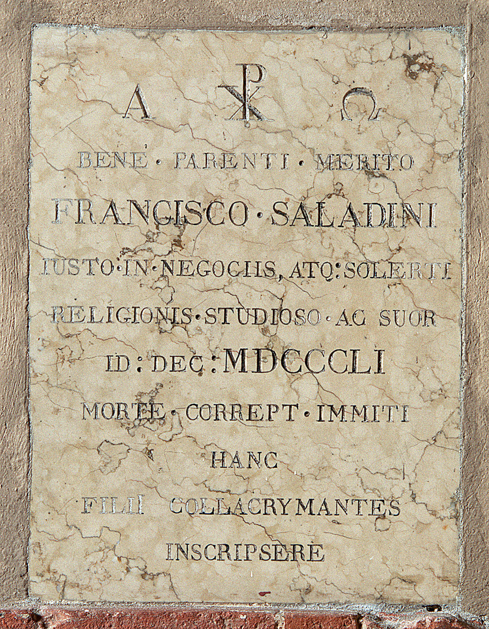 lapide commemorativa - ambito ferrarese (sec. XIX)