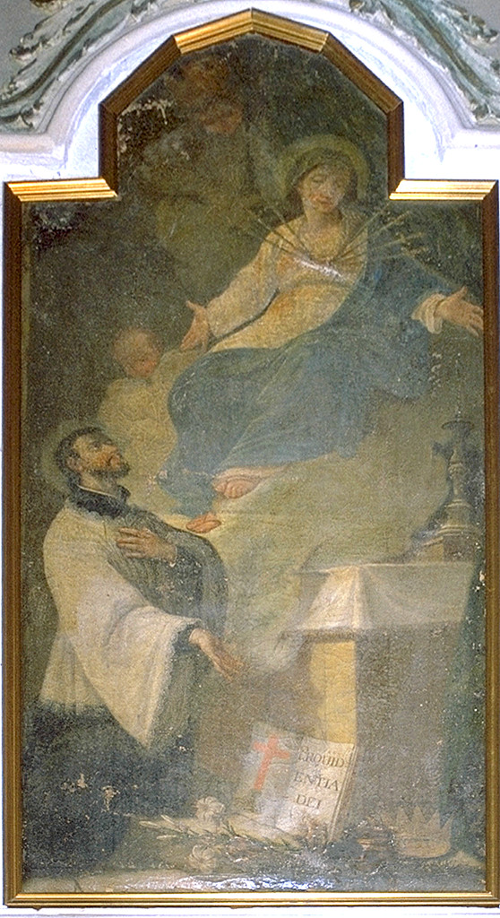 Madonna addolorata appare a San Gaetano da Thiene, miracolo della Madonna per intercessione di San Gaetano da Thiene (dipinto) - ambito ferrarese (sec. XVII)