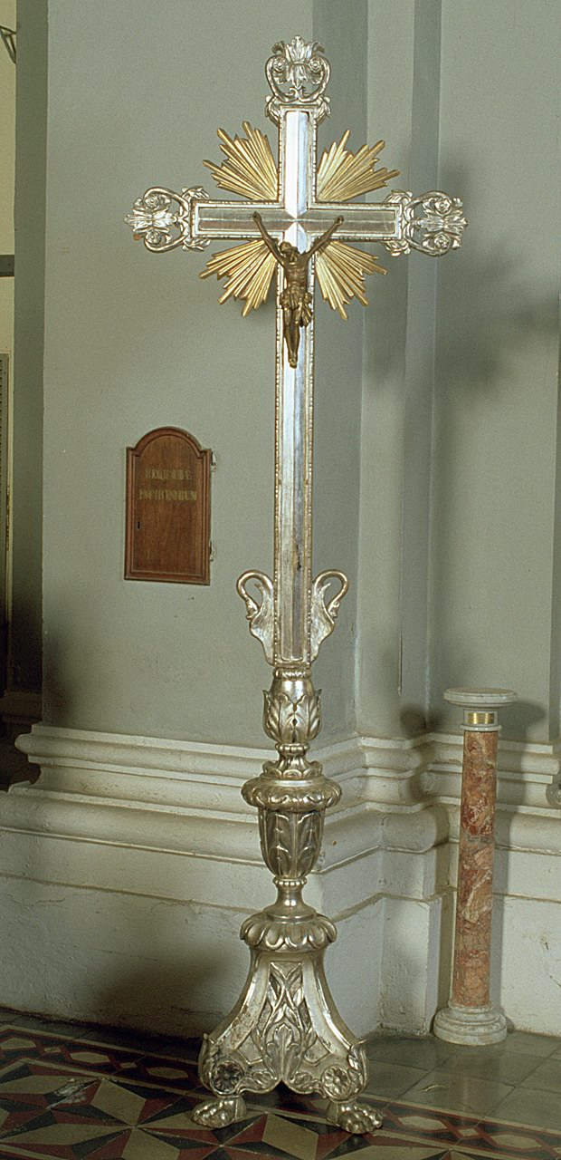 croce d'altare, elemento d'insieme - bottega ferrarese (metà sec. XIX)