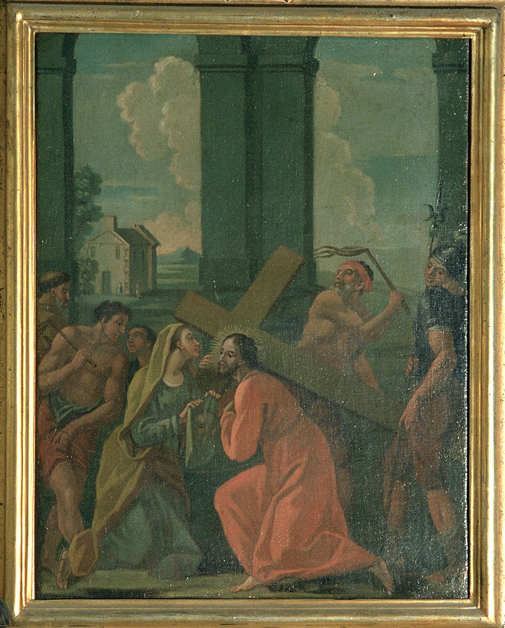 stazione VI: Gesù asciugato dalla Veronica (dipinto, elemento d'insieme) - ambito ferrarese (sec. XVIII)