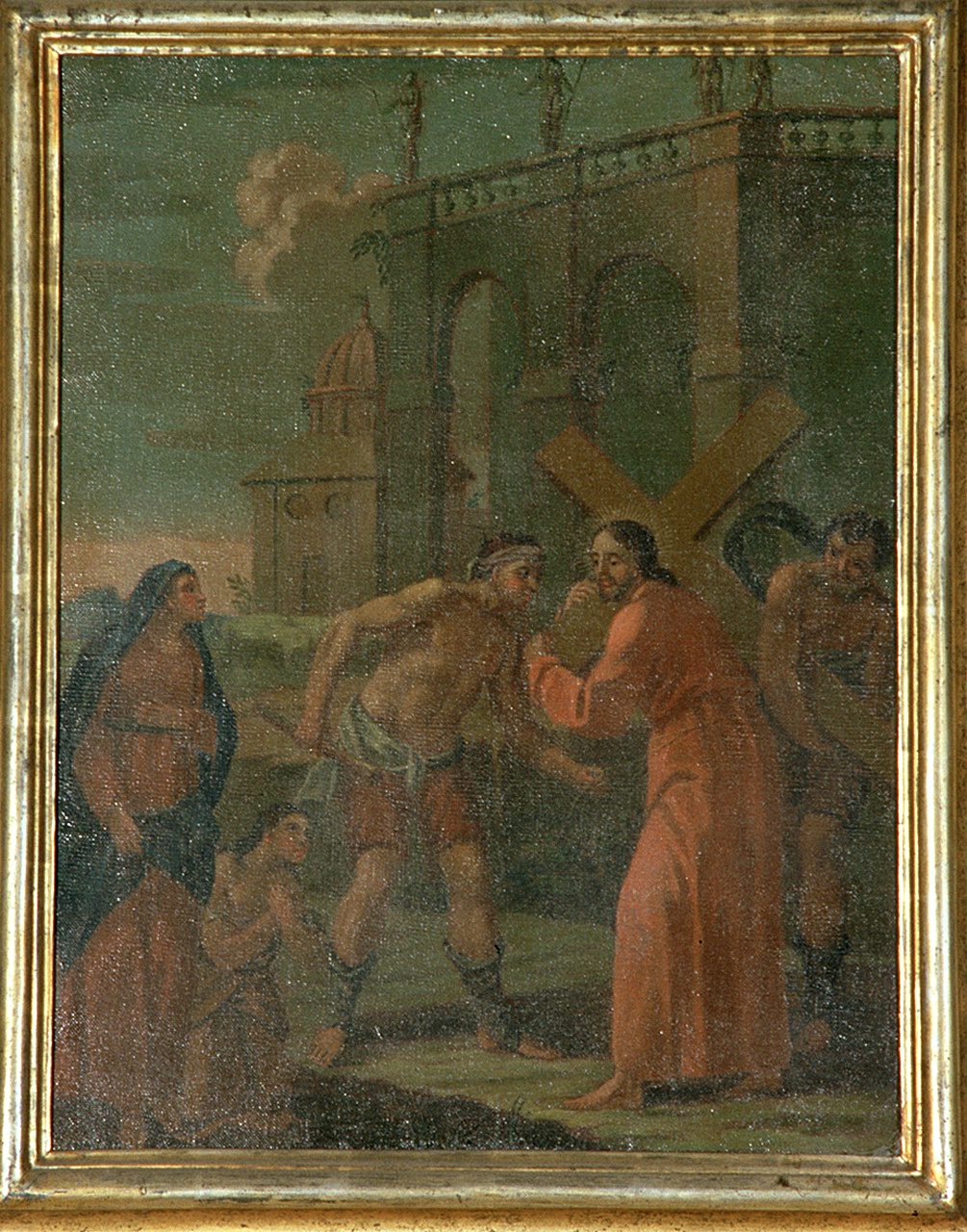 stazione IV: Gesù incontra la Madonna (dipinto, elemento d'insieme) - ambito ferrarese (sec. XVIII)