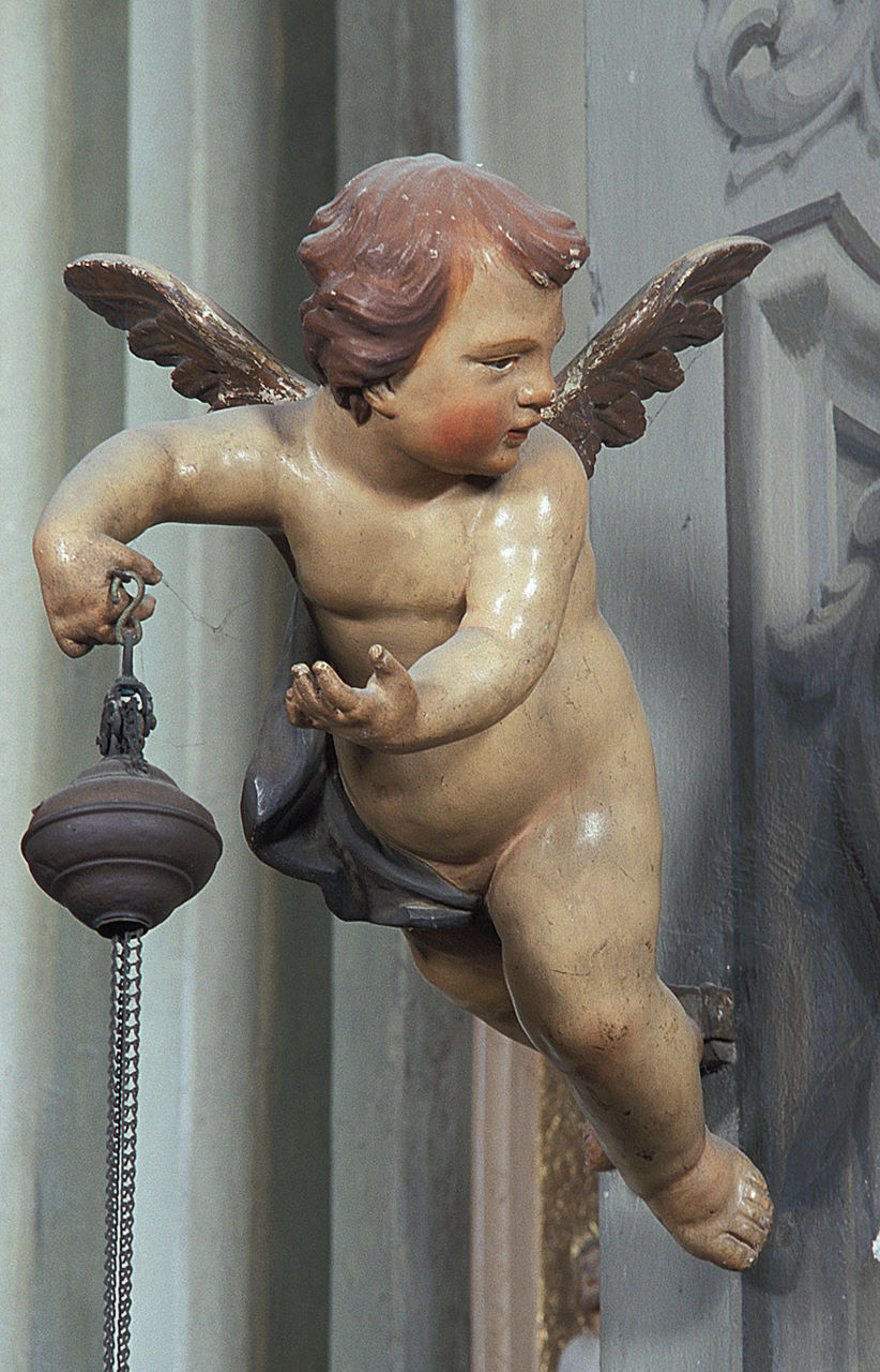 angelo reggilampada (scultura, serie) - bottega ferrarese (ultimo quarto sec. XVIII)