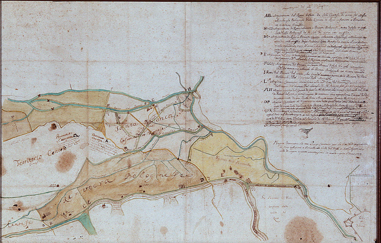 Mappa del territorio di Santa Bianca (disegno, opera isolata) - ambito ferrarese (sec. XVIII)