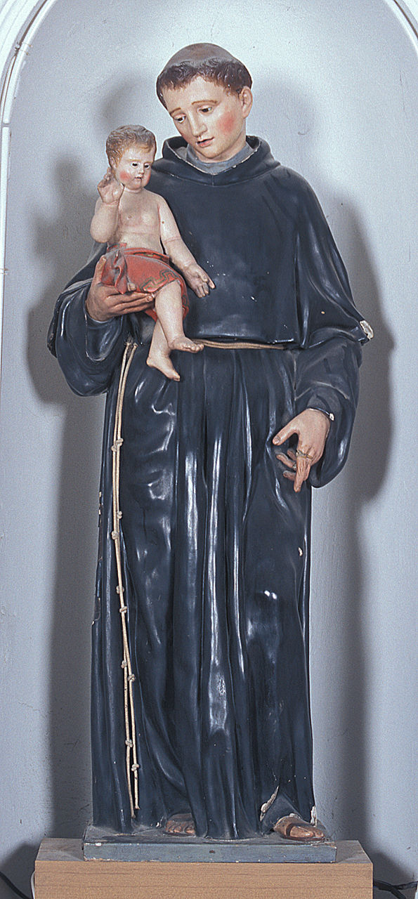 Sant'Antonio da Padova con Gesù Bambino (statua, opera isolata) - ambito emiliano-romagnolo (seconda metà sec. XIX)