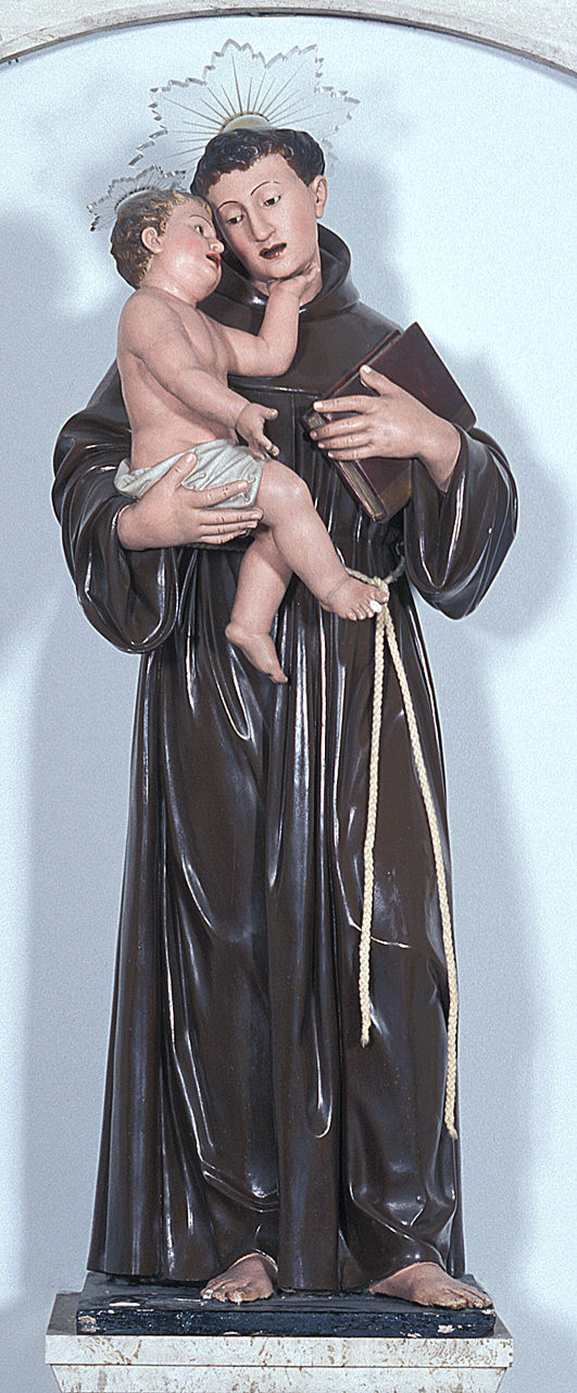 Sant'Antonio da Padova con Gesù Bambino (statua, opera isolata) - ambito italiano (seconda metà sec. XIX)