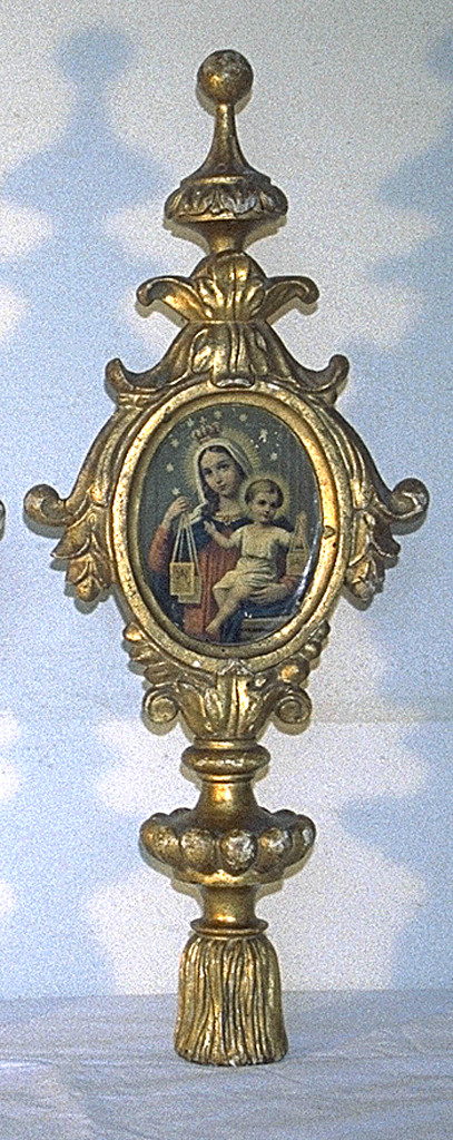 Madonna del Carmelo (emblema di confraternita, elemento d'insieme) - bottega ferrarese (seconda metà sec. XIX)