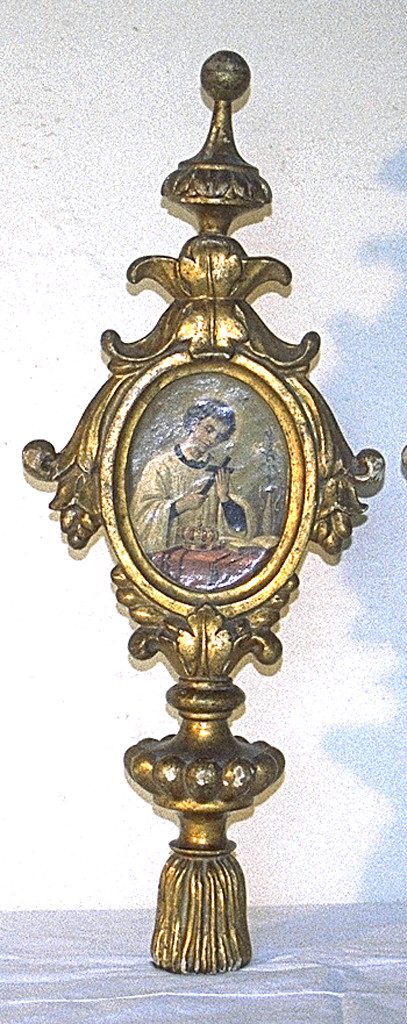 San Luigi Gonzaga (emblema di confraternita, elemento d'insieme) - bottega ferrarese (seconda metà sec. XIX)