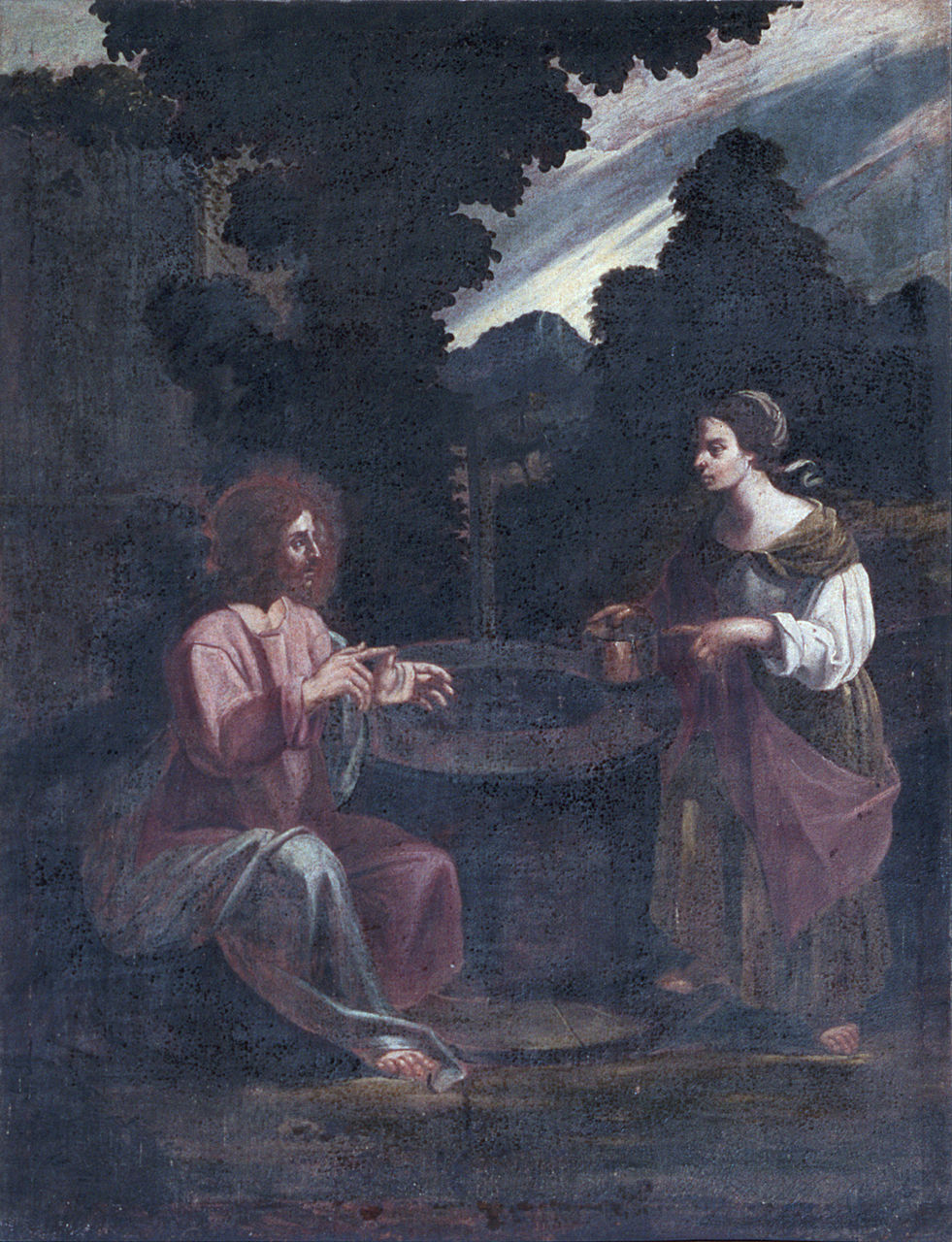Gesù Cristo e la samaritana (dipinto, elemento d'insieme) - ambito emiliano (metà sec. XVII)