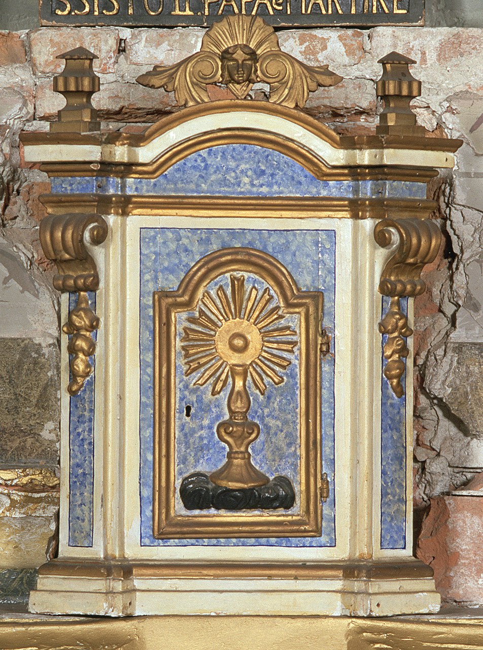 tabernacolo - a frontale architettonico - manifattura ferrarese (prima metà sec. XIX)
